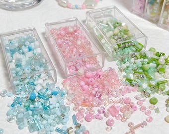 20g Mixed Y2K Glass Beads, Transparent Mini Bead, Bracelet/Necklace/Phone Chain Making Crafting