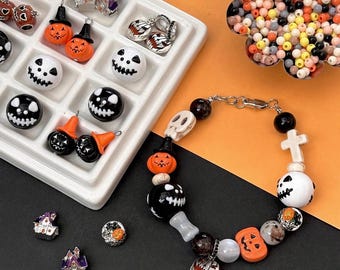 Halloween Legierung / Acryl Perlen, Kürbis, Geist, Schloss, DIY Schmuckherstellung