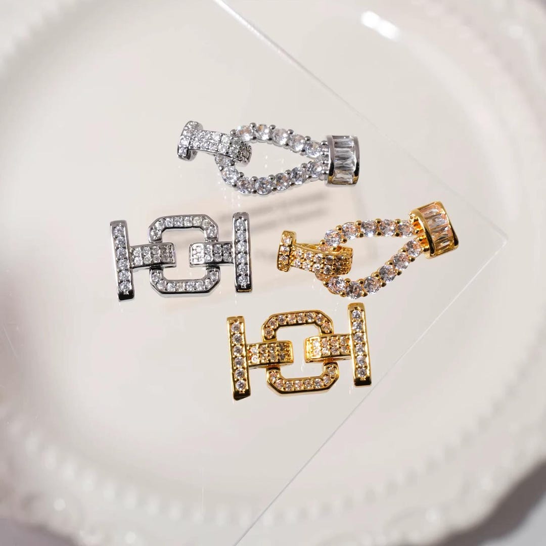 18k Gold-plated Diamond-studded Connecting Clasp, Clasp for Pearl