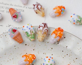 Lampwork Ice Cream Cone Beads, DIY Beads For Bracelets,Necklaces & Earrings, Jewelry Accessories