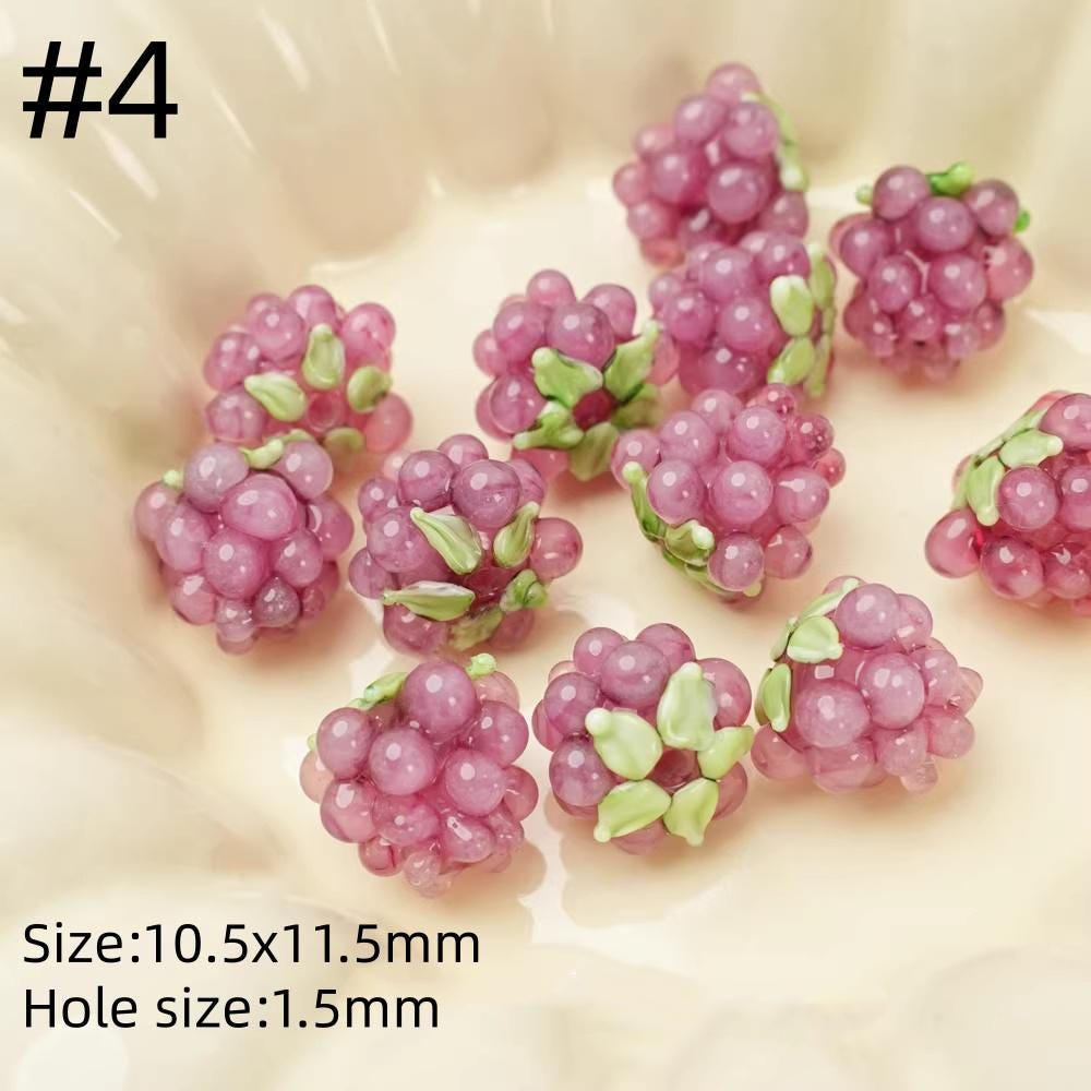 Beaded Raspberry Pattern 10pcs Raspberry Glass Beads, Handmade Berry Lampwork Bead, DIY Fruit ...