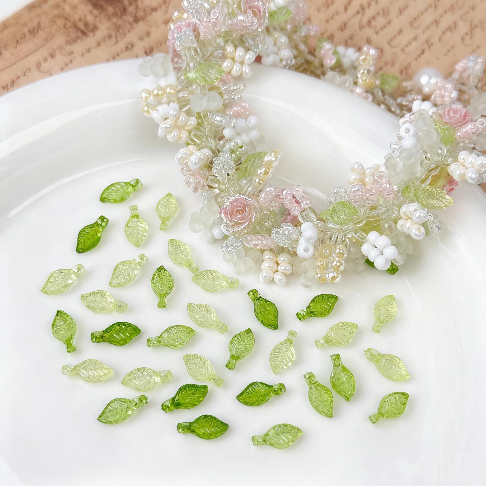 100pcs/lot Leaf Charm Green Tone Acrylc Beautful Detal Leaf - Etsy