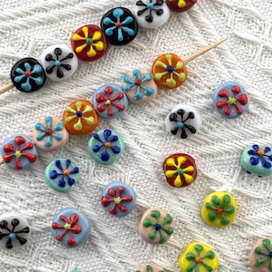 5PCS Colorful Daisy Glaze Beads,Flower Loose Beads,Handmade Daisy Charm,DIY Daisy Jewelry, Bracelet Necklace Earrings Making Accessories
