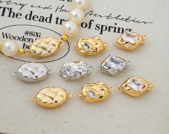 Gold Plated Zircon Bar Clasp, Minimalist Connector