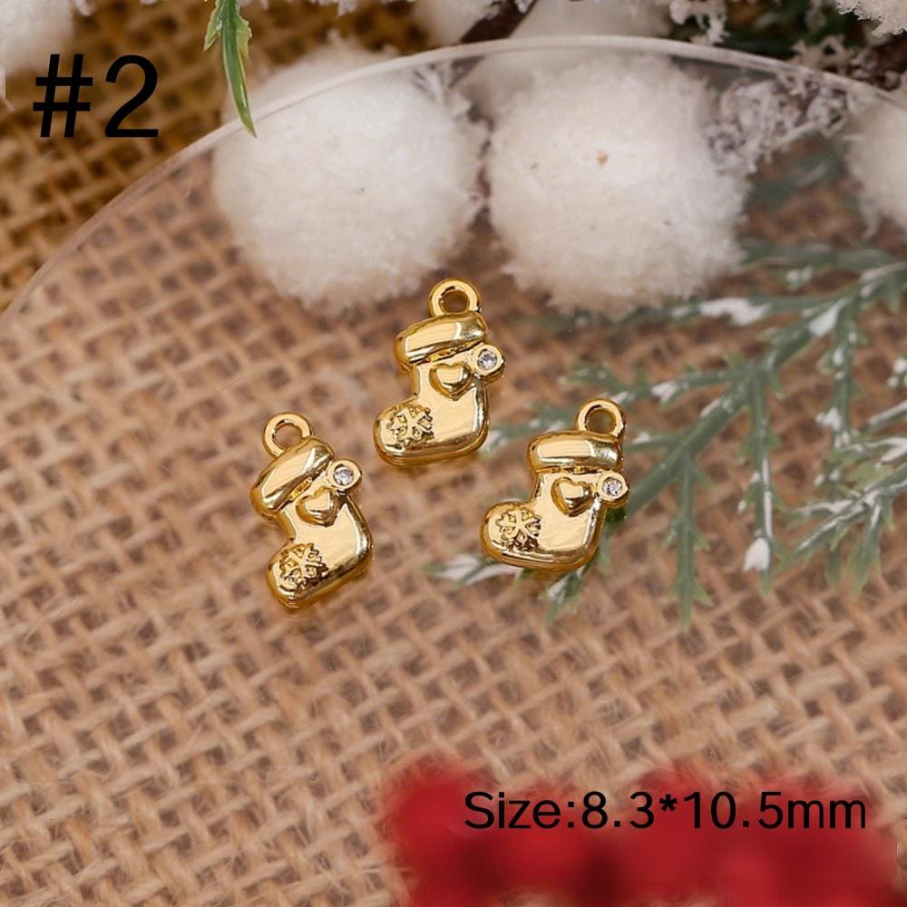 18K Christmas Pendants, Christmas Tree, Bell, Snowman, Glove and Hat Pendants, Gold Christmas Charms, DIY Christmas Jewelry, Christmas Gifts
