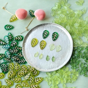 10PCS Green Acrylic Leaf Beads, Materials For Making Bracelets,Necklaces & Earrings, DIY Jewelry Making