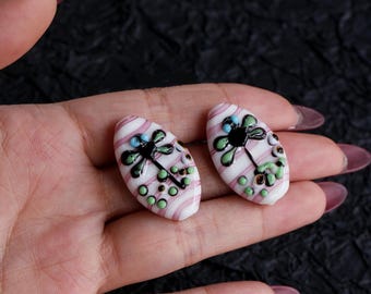 Lampwork Dragonfly Beads, Vintage Glass Beads, Animal Bead, Jewelry Making Accessories