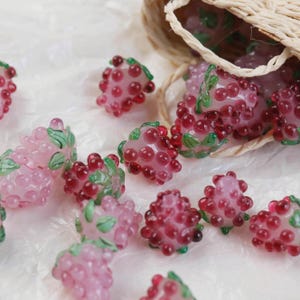 Raspberry Lampwork Beads, Berry Beads, Handmade Fruit Beads, Jewelry Making, Bracelet, Necklace And Earring Beads, Halloween Gifts For Her