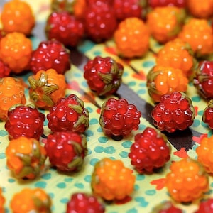 Lampwork Raspberry Berry Beads,Handmade Glass Beads,DIY Berry Jewelry,Bead Accessories For Bracelet,Necklace Making,Handmade Birthday Gifts
