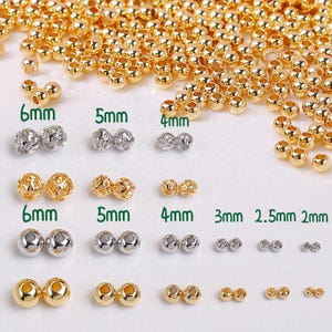 50pcs 18K Gold-Plated Round Bead Spacers DIY Bracelet Beads, Necklace and Phone Chain Making