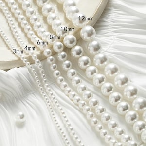 Ivory White Shell Pearl Beads, 3mm, 4mm, 6mm, 8mm, 12mm White Round Pearl Bead