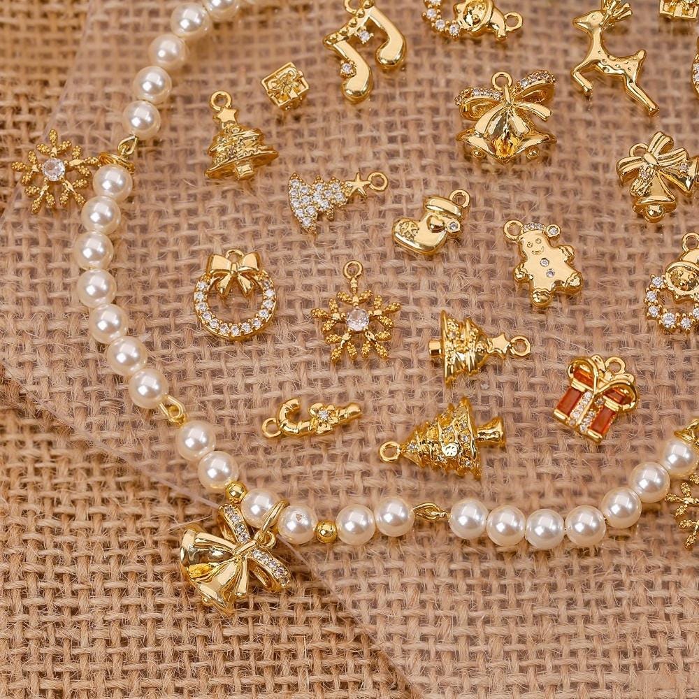 18K Christmas Pendants, Christmas Tree, Bell, Snowman, Glove and Hat Pendants, Gold Christmas Charms, DIY Christmas Jewelry, Christmas Gifts