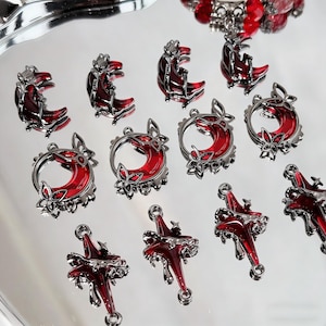 2pcs Butterfly Moon Gothic Pendant, DIY Punk Jewelry Accessories, Bracelet & Necklace Making Materials/Components
