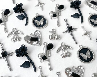 Gothic Alloy Pendant Charms, Y2K Necklace & Bracelet DIY