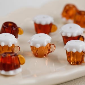 Handmade Lampwork Beer Mug Beads, Bar Mini Beer Mug Decorations, Jewelry Making, DIY Bracelet Pendant Accessories, Gifts for Beer Lovers