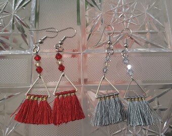 Triangle Tassel Earrings, Boho Minimlist Tassle Earrings