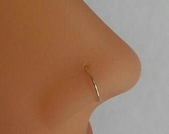 Fake Nose Ring Nose Hoop Tragus Helix Cartilage Conch Ear Seamless Sterling Silver  24, 22, 21, 20, 18 gauge  6mm, 7mm, 8mm