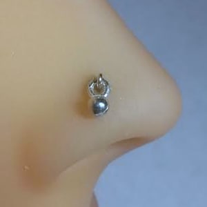 Tiny Ball Dangle  Nose  Stud Nose Ring Tragus Cartiliage Helix  Sterling Silver