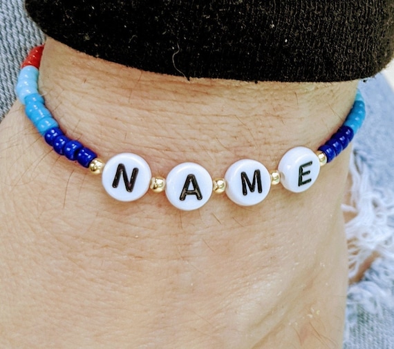 Personalized Letter Bead Bracelet Mixed Color Glass and 14k Gold