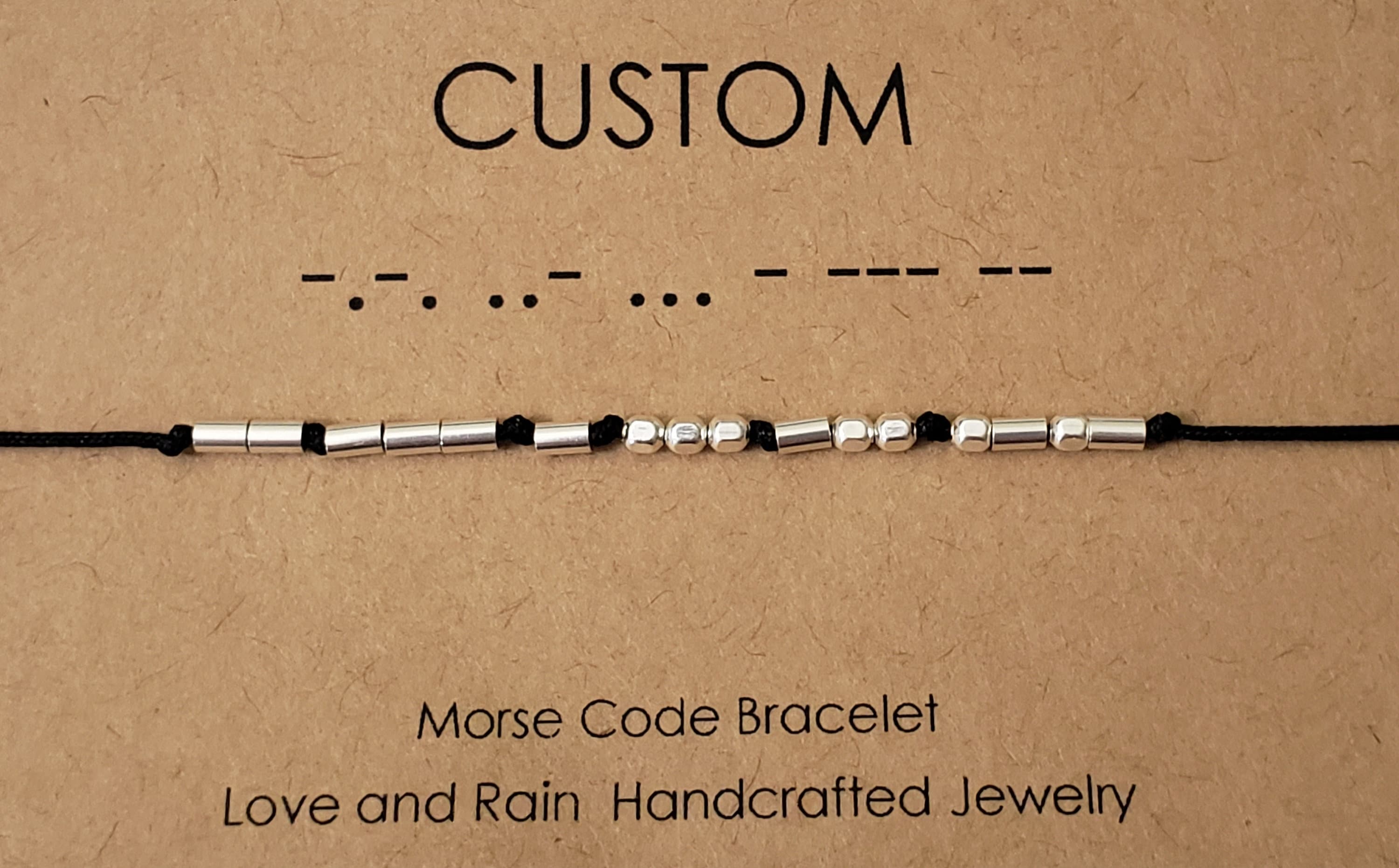 Morse Code Bracelet Sterling Silver Custom Choose Name Word or Saying Adjustable Cord Choice of Colors
