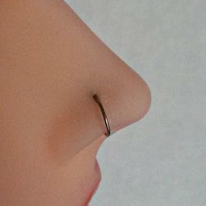 Hypoallergenic Nose Hoop Tragus Helix Cartilage Conch Earring  Seamless Niobium Industrial Gray22 gauge  6mm, 7mm, 8mm, 9mm,10mm
