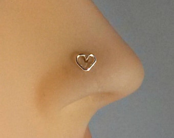 Tiny Heart Nose Stud Nose Ring Tragus Cartiliage Helix Sterling Silver