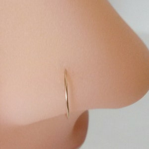 Nose Ring Nose Hoop Tragus Helix Cartilage Conch Ear Seamless Gold Filled 22 gauge  6mm, 7mm, 8mm, 9mm,10mm