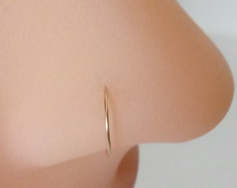 Nose Ring Nose Hoop Tragus Helix Cartilage Conch Ear Seamless Gold Filled 20 gauge  6mm, 7mm, 8mm, 9mm,10mm