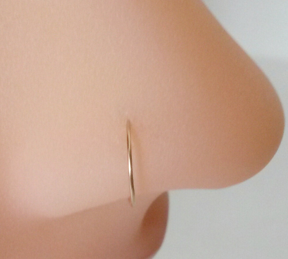 Nose Ring Nose Hoop Tragus Helix Cartilage Conch Ear Seamless Gold Filled 20 gauge  6mm, 7mm, 8mm, 9mm,10mm