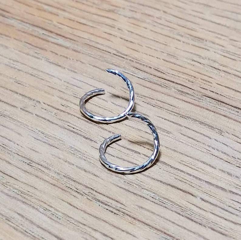 10.25mm.40 in 1 Pair Shiny Fine Silver Endless Twisted Ear Hoops 18 Gauge