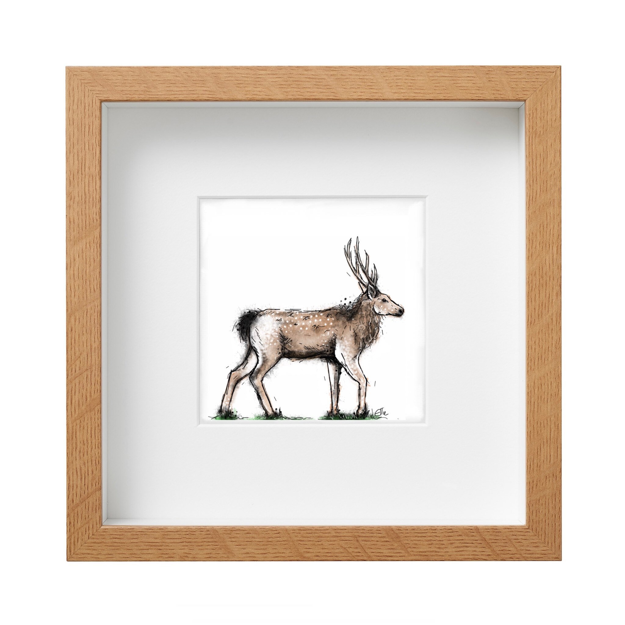 Framed stag art print // framed deer print // stag wall art // Etsy
