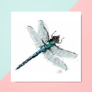 Dragonfly card // dragonfly birthday card // dragonfly gifts uk only // dragonfly art print // fathers day card uk // birthday card for mum image 1