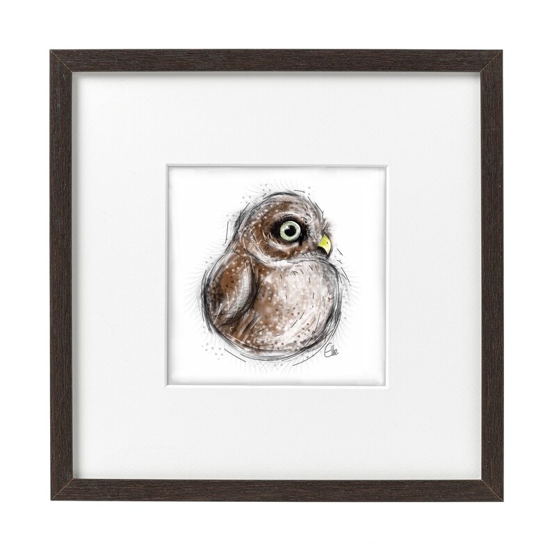 Framed owl art print // woodland animal nursery art // autumn Etsy