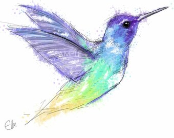 Mounted hummingbird print // hummingbird print // hummingbird gifts // hummingbird art // hummingbird decor // bird art print // bird print