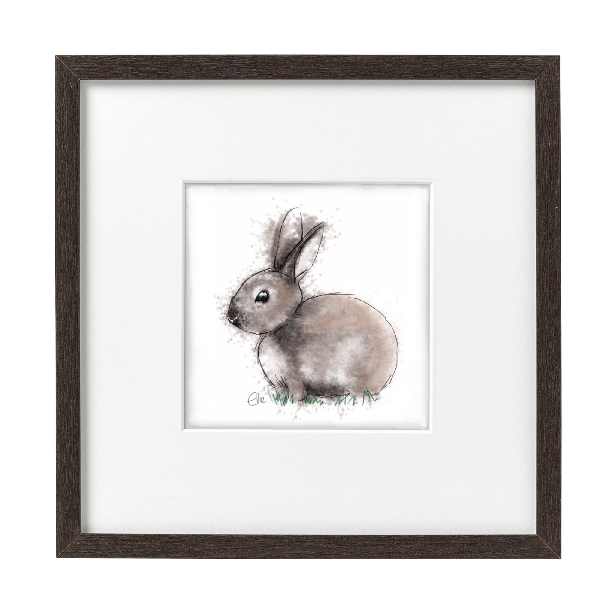 Framed rabbit print // framed bunny print // rabbit art print Etsy