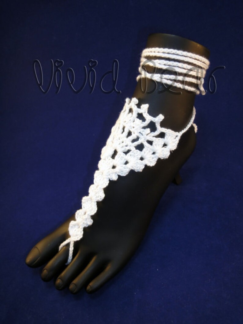 Set of 2 pcs. White Crochet Foot Jewelry Lace Wedding Barefoot Sandals Boho Beachwear Accessories Beach wedding party Bridesmaid/'s gift