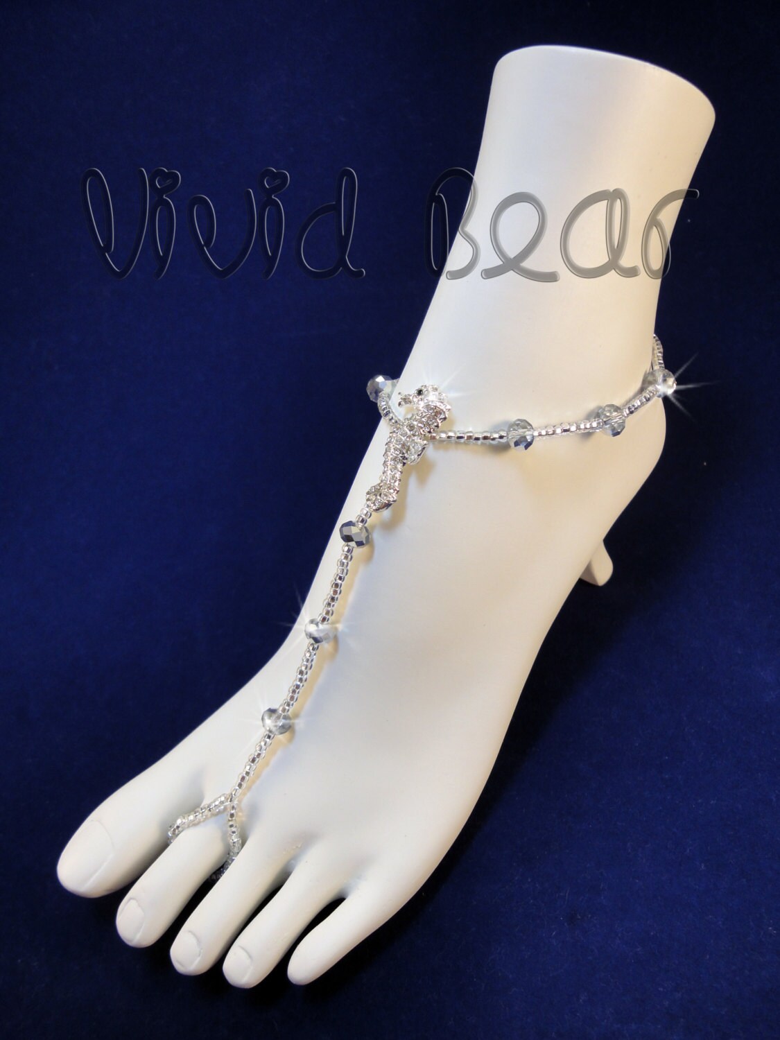 Seahorse Barefoot Sandals. Silver Foot Jewelry. Rhinestone - Etsy