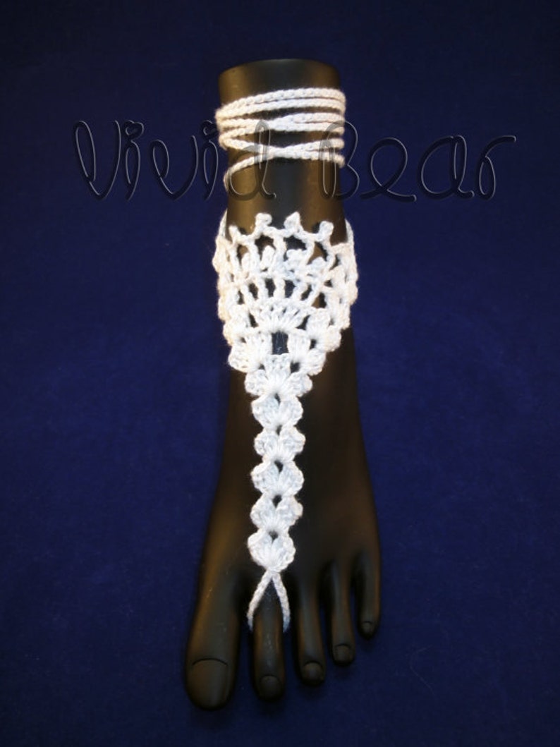 Set of 2 pcs. White Crochet Foot Jewelry Lace Wedding Barefoot Sandals Boho Beachwear Accessories Beach wedding party Bridesmaid/'s gift