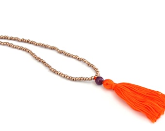 Clemson Tassel Necklace . Clemson University Color Jewelry . Purple and Orange Jewelry . Clemson Tigers Jewelry . Orange Necklace . Clemson