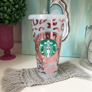 Personalized cheerleader fuel venti Starbucks tumbler . Custom cheerleader Starbucks cup . Animal print cheerleading cup