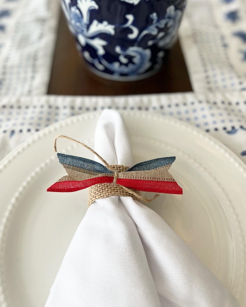 July 4th Napkin Rings . Independence Day Napkin Holders . Red Etsy