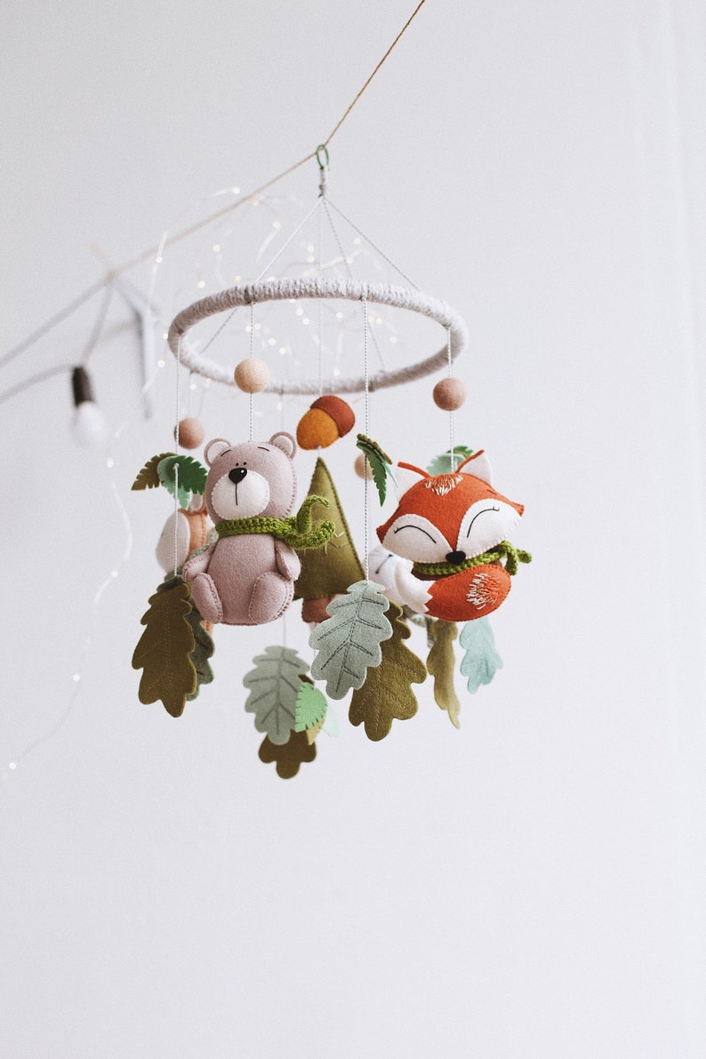 Forest baby mobile Woodland mobile Forest animals mobile Animal baby mobile Hanging mobile Cot mobile felt baby mobile