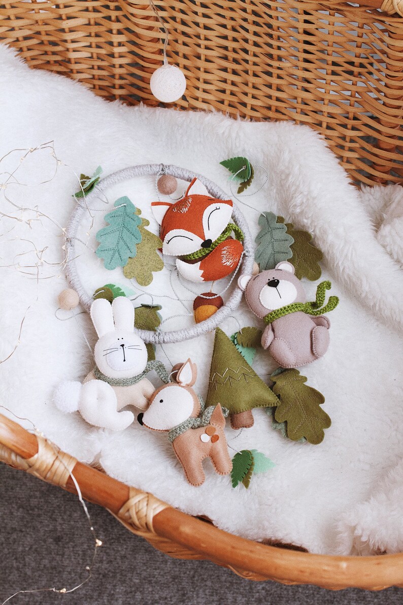 Forest baby mobile Woodland mobile Forest animals mobile Animal baby mobile Hanging mobile Cot mobile felt baby mobile