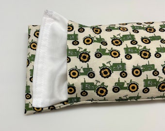 Tractor Microwave Heating Pad with Washable Cover. Rice and Flaxseed heating pack. Green Tractor Cotton Removable Cover. Choose your size