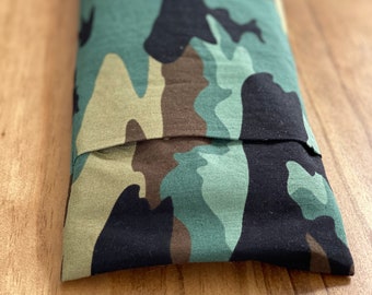 Camo Microwave Heating Pad with Washable Cover. Rice and Flaxseed heating pack. Cotton Removable Cover. Gift for Him.