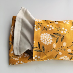 Mustard Floral Microwave Heating Pad with Washable Cover. Rice and Flaxseed heating pack. Floral Cotton Removable Cover. Choose your size!