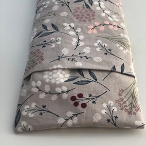 Gray Floral Microwave Heating Pad with Washable Cover. Rice and Flaxseed heating pack. Floral Cotton Removable Cover. Choose your size