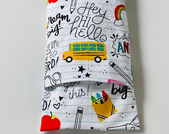 School Supplies Microwave Heating Pad with Washable Cover. Rice and Flaxseed heating pack. Teacher Appreciation. Teacher gift
