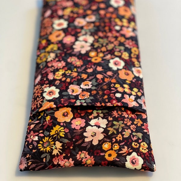 Fall Floral Microwave Heating Pad with Washable Cover. Rice & Flaxseed heating pack. Autumn floral Cotton Removable Cover. Choose your size!