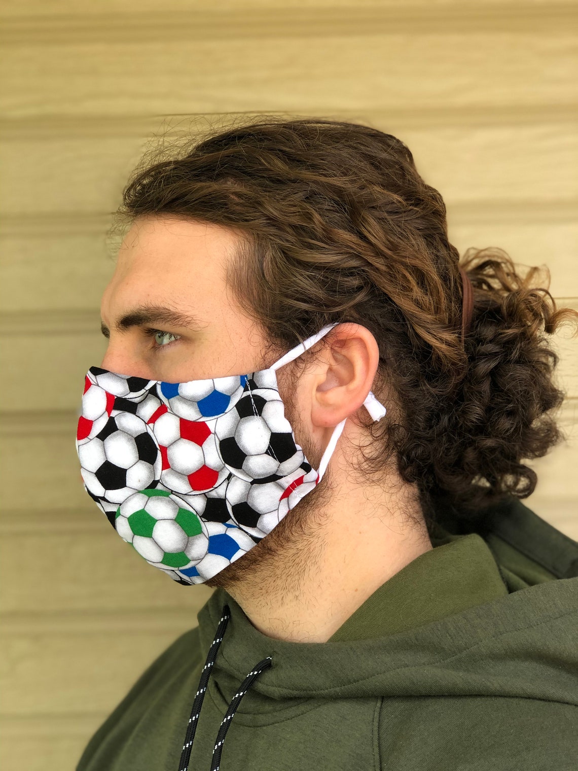 Washable Soccer ball Face Mask with filter pocket and ear Etsy